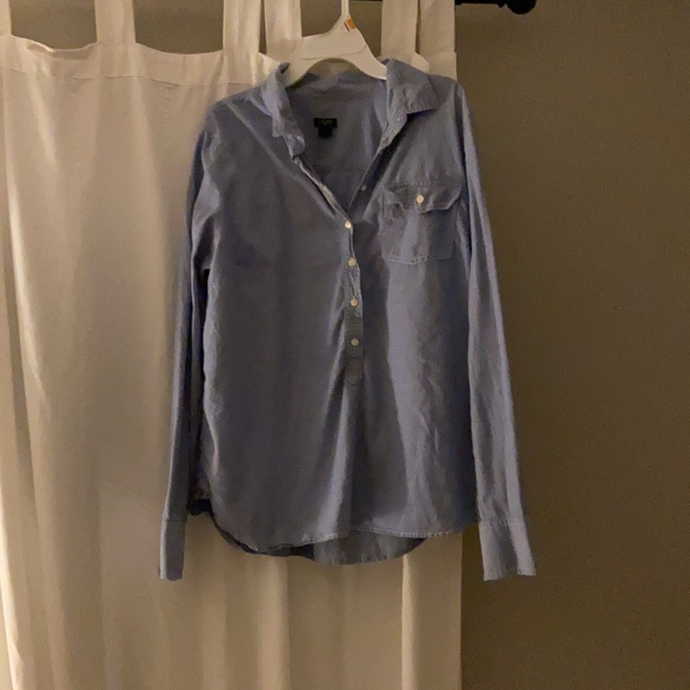 J. Crew half button down chambray shirt